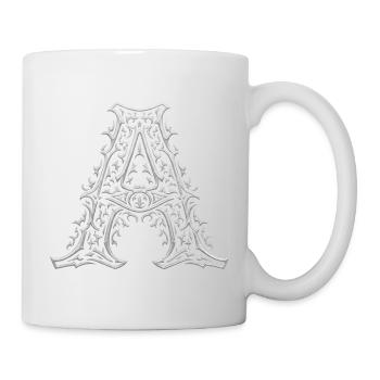Lettre A ornée d'arabesques argentées - Mug blanc - blanc - Droite