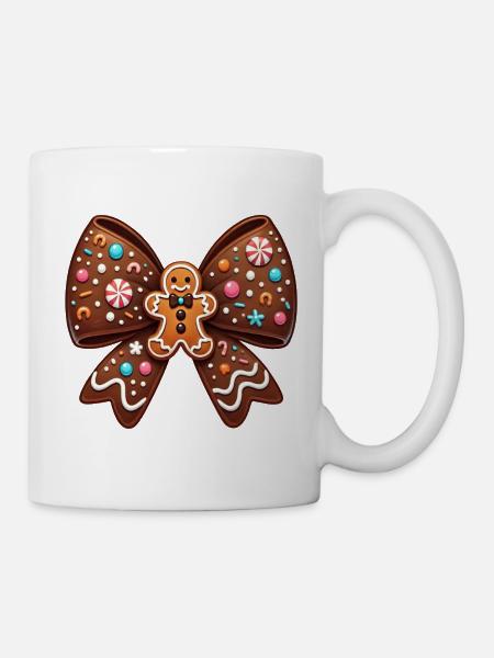 Chocolate Bow Gingerbread - Mug - white