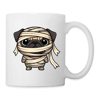 Funny Pug Dog Halloween Cartoon Mummy Zombie - Mug - white - Right