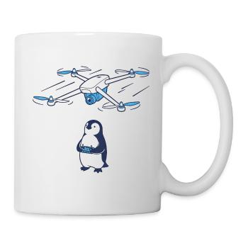 Drohne und Pinguin - Tasse - Weiß - Rechts