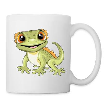 Lustiger lächelnder Gecko - Tasse - Weiß - Rechts