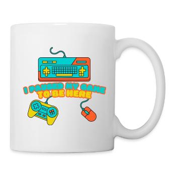 I Paused My Game to Be Here – Funny Gamer Design - Mug - white - Right