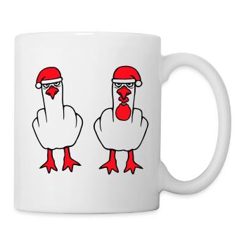 2 Seagulls Middle Finger Insult Christmas Team - Mug - white - Right