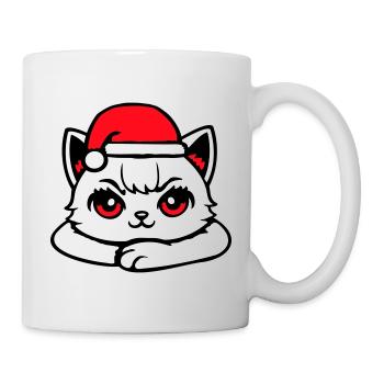 Chat Confiant Père Noël Chapeau Chaton Mignon - Mug blanc - blanc - Droite