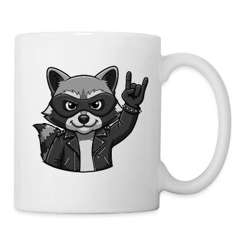 Rocker Raccoon with Rock On Gesture - Mug - white - Right