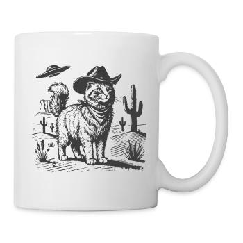 Desert cat with cowboy hat - Mug - white - Right