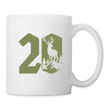 Jäger 20. Geburtstag Jagd 20 Jahre Zahl Hirsch - Tasse - Weiß - Rechts