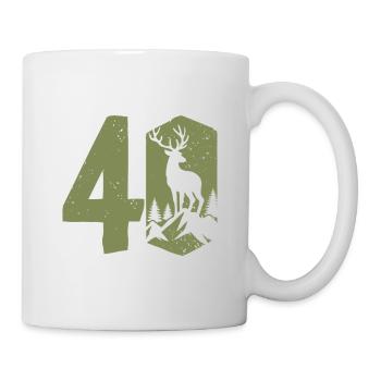 Jäger 40. Geburtstag Jagd 40 Jahre Zahl Hirsch - Tasse - Weiß - Rechts