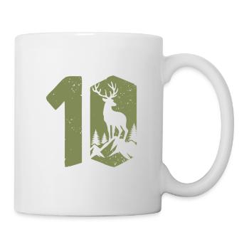 Jäger 10. Geburtstag Jagd 10 Jahre Zahl Hirsch - Tasse - Weiß - Rechts