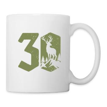 Jäger 30. Geburtstag Jagd 30 Jahre Zahl Hirsch - Tasse - Weiß - Rechts