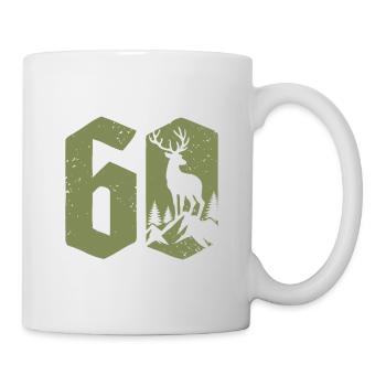 Jäger 60. Geburtstag Jagd 60 Jahre Zahl Hirsch - Tasse - Weiß - Rechts