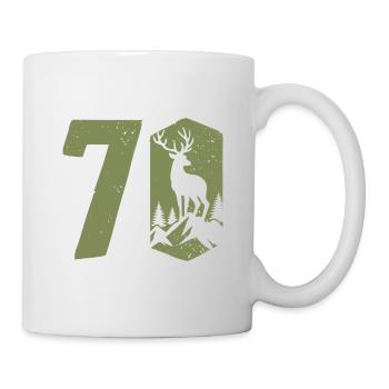 Jäger 70. Geburtstag Jagd 70 Jahre Zahl Hirsch - Tasse - Weiß - Rechts