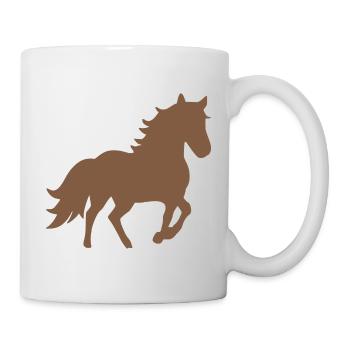 Pferd Silhouetten Geschenk Reiter - Tasse - Weiß - Rechts