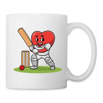 Mascotte de cœur de cricket avec batte et balle - Mug blanc - blanc - Droite