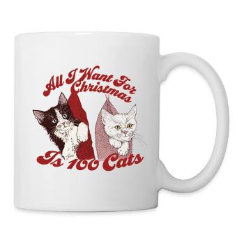 TOUT CE QUE JE VEUX POUR NOËL, C’EST 100 CHATS - Mug blanc - blanc - Droite