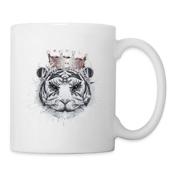 Tigre blanc avec couronne – Élégant grand chat - Mug blanc - blanc - Droite