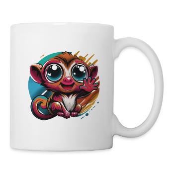 Kunterbunter Chibi Affe - Tasse - Weiß - Rechts