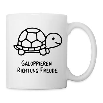  Schildkröte Spruch | Galopp Richtung Freude - Tasse - Weiß - Rechts