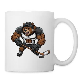 Muskulöser Bär Eishockeyspieler Cartoon  - Mug - white - Right