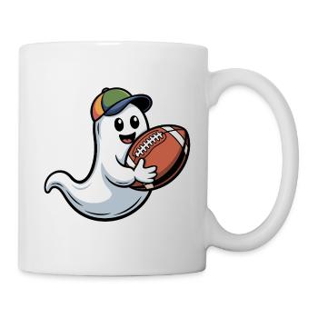 Kleines Gespenst mit Football und Basecap - Tasse - Weiß - Rechts
