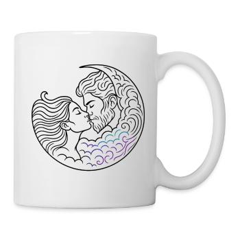 Mondkuss mit Wellenbögen-küssendes Liebespaar - Tasse - Weiß - Rechts
