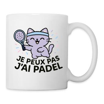Lachende Padelkatze mit blauem Stirnband - Tasse - Weiß - Rechts