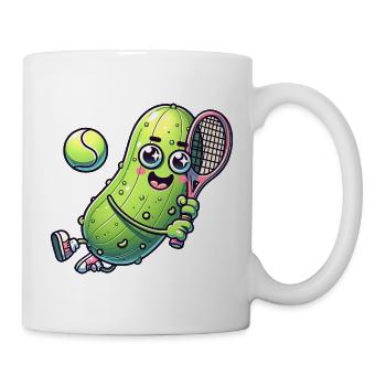 Lustige Gurke Spielt Tennis Kawaii - Tasse - Weiß - Rechts