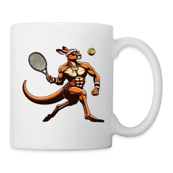 Tennis Känguru Power Spieler Vorhand Smash - Tasse - Weiß - Rechts