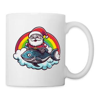 Piranha Fische Weihnachtsmann Weihnachten - Tasse - Weiß - Rechts