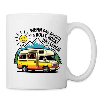 Wohnmobil Spruch – Das Leben rockt Camping Humor - Tasse - Weiß - Rechts