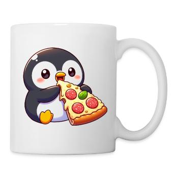 Cute Penguin Cartoon Pizza Food Chill Lazing - Mug - white - Right