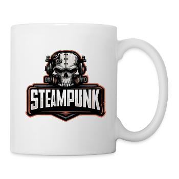 Steampunk Skull – Mechanical Retro Motif - Mug - white - Right