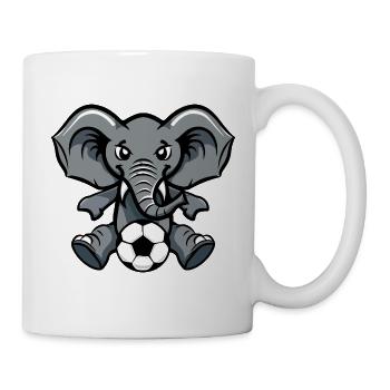 Elefant mit Fußball - Tasse - Weiß - Rechts