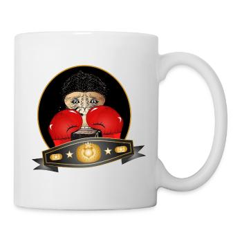 Boxender Schimpanse – Lustiges Champion Motiv - Tasse - Weiß - Rechts