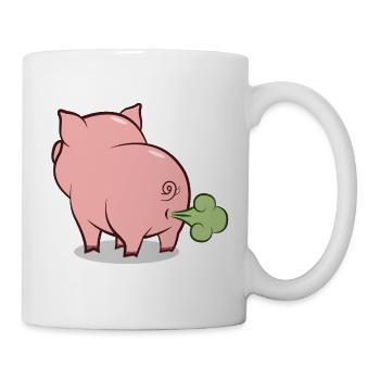 Blowing Pig Cartoon - Mug - white - Right