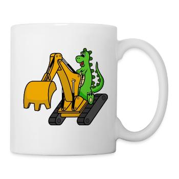 Dino Excavator Dinosaure - Mug blanc - blanc - Droite
