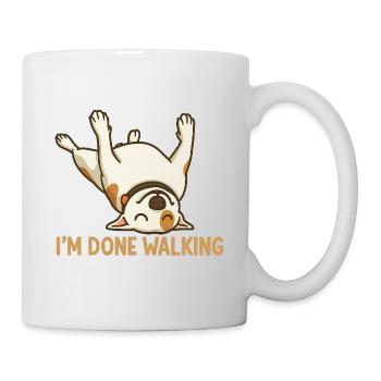 Fertig mit dem laufenden Welpen-Cartoon - Tasse - Weiß - Rechts