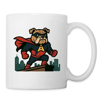 Superhero Bulldog Standing Brave City Cartoon - Mug - white - Right