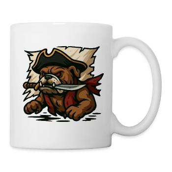 Fierce Bulldog Pirate with Knife Cartoon Mascot - Mug - white - Right