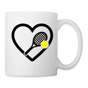 Tennis Herz Schläger Ball Sport Leidenschaft - Tasse - Weiß - Rechts