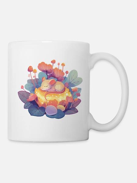 Schläfrige Maus im Honigwald - Tasse - Weiß