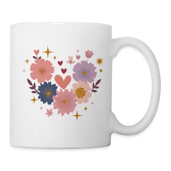 Pastellblüten Herzkreis - Tasse - Weiß - Rechts