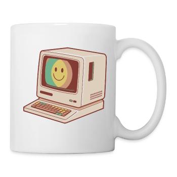 Retro Computer Smile Pastel Green Yellow Red - Mug - white - Right