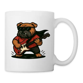 Rock Bulldog spielt E-Gitarre Cartoon Art - Tasse - Weiß - Rechts