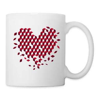 Geometric heart made of red cubes - Mug - white - Right