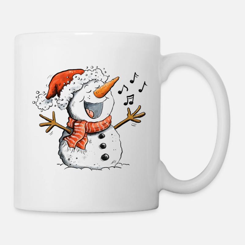 Singender Schneemann Weihnachtsmotiv Weihnachten - Tasse - Weiß