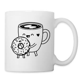 Lustige Kaffee Cartoon Kunst - Tasse - Weiß - Rechts