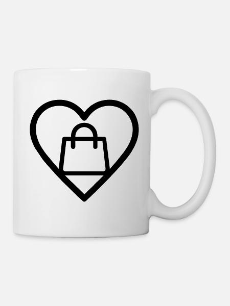 Herz + Shopping – Shopping-Liebhaber - Tasse - Weiß