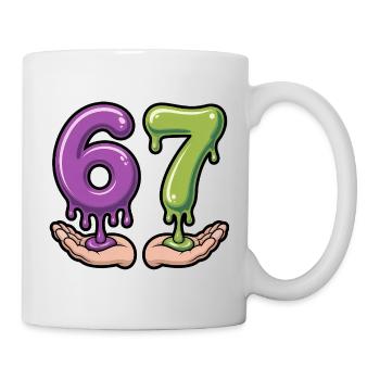 67 - T-shirt Brainrot drôle - Mug blanc - blanc - Droite