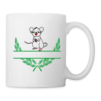 Maus-Lorbeerkranz mit Namensraum - Tasse - Weiß - Rechts